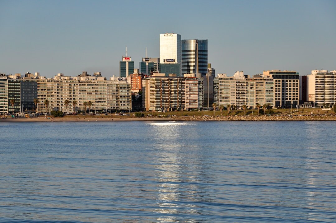 Montevideo city skyline at dusk