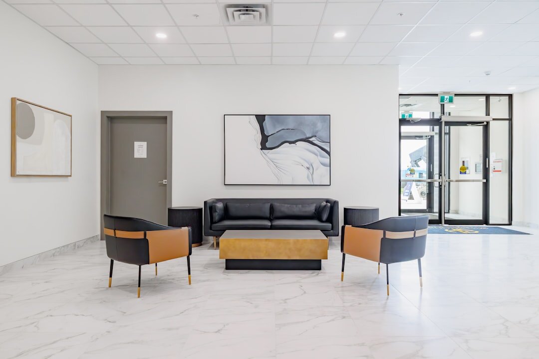 Bright modern office reception area
